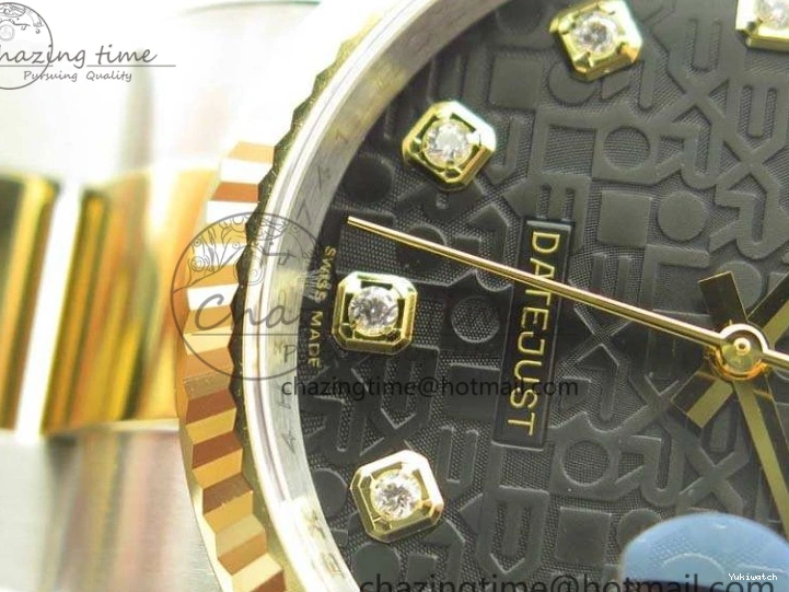 Oyster Fluted V2 Datejust 116234 Bracelet On 1:1 Best DJF 36mm Edition Black YG SS SA3135 Dial Com 0101